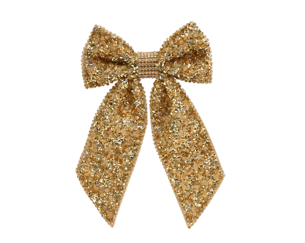 Shiny Stone & Gold Pearl Bow H.21cm Party Perfetto