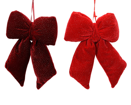 Velvet Bow with Silver Glitters Sprinkle (3 Size) (Set of 2) Party Perfetto