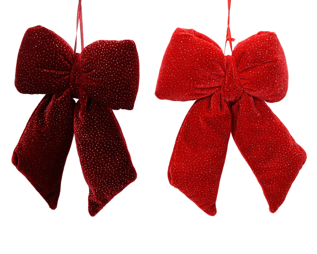 Velvet Bow with Silver Glitters Sprinkle (3 Size) (Set of 2) Party Perfetto