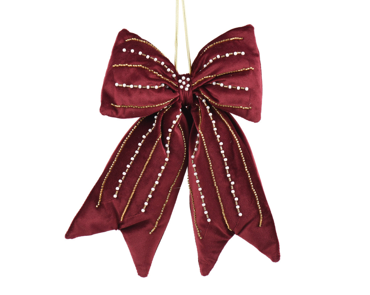 Velvet Bow with Gold Beads & Pearl Party Perfetto