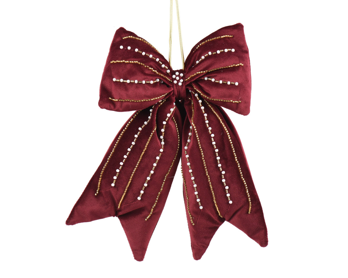 Velvet Bow with Gold Beads & Pearl Party Perfetto