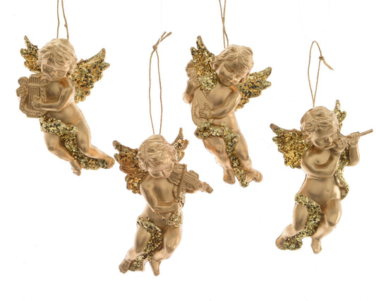 Golden Matt Glitter Cupid Angel
