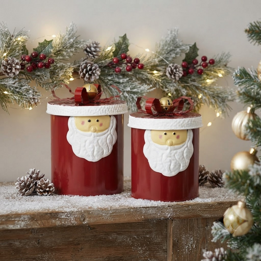 RED SANTA CANISTER SET OF 2 PartyPerfetto