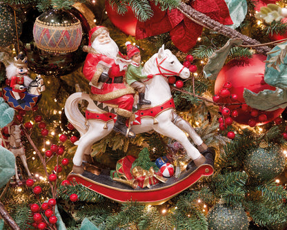 Santa-Boy on Rocking Horse  H. 13inch Party Perfetto