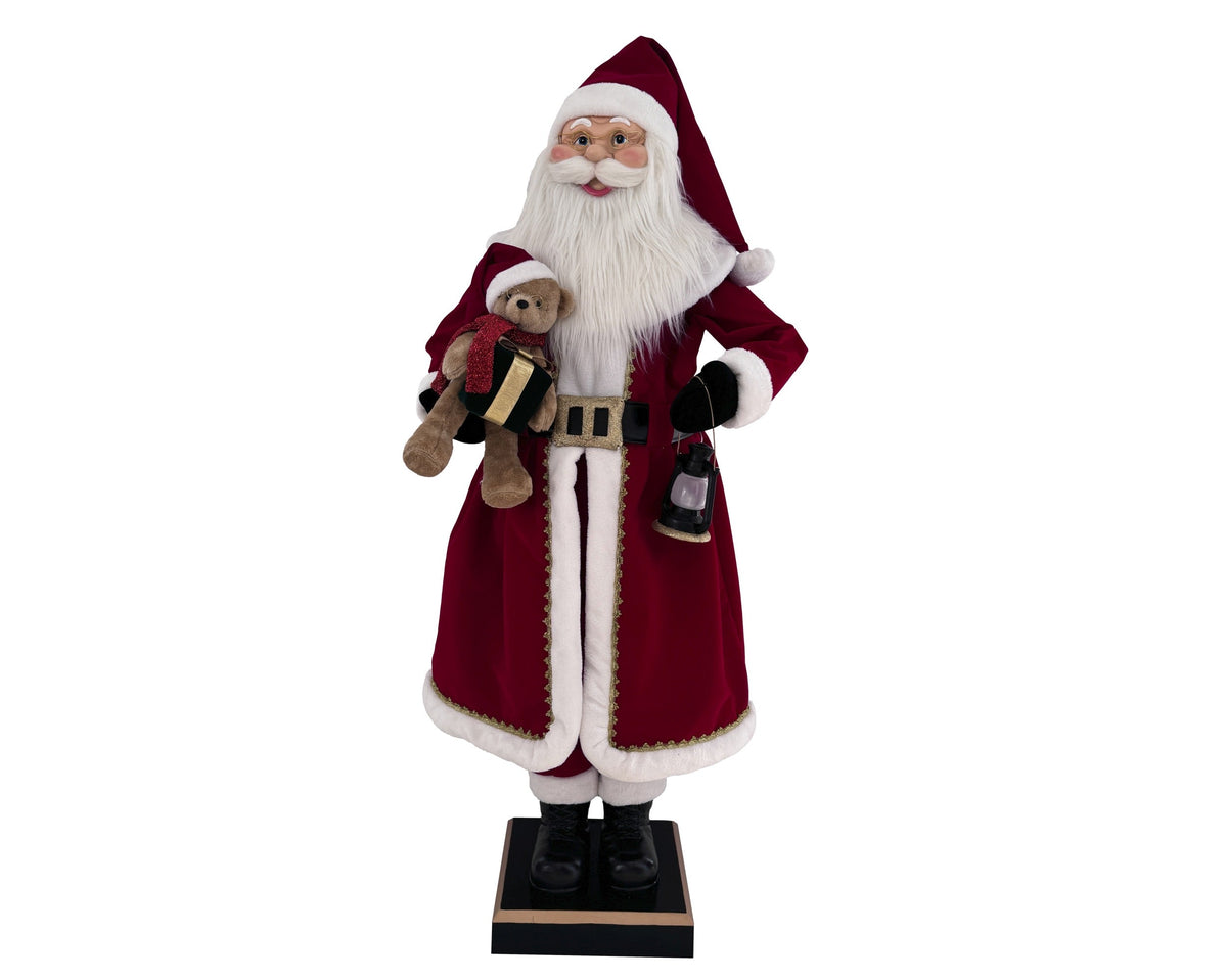 Santa with Teddy & Lantern H 6.5 FT Party Perfetto