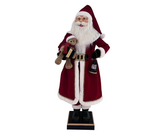 Santa with Teddy & Lantern H 6.5 FT Party Perfetto