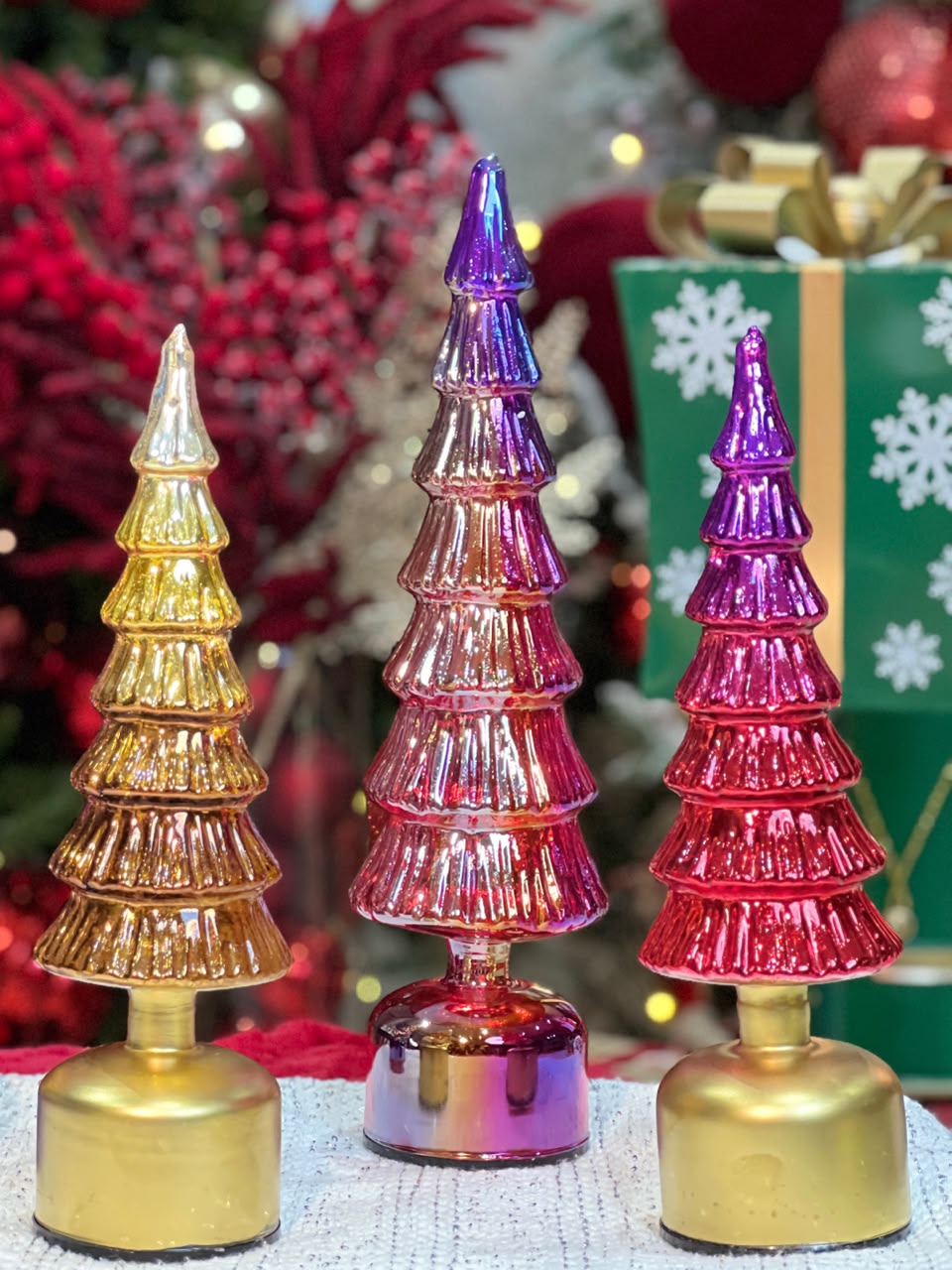 Rotating Micro LED Tree (Red & Gold 39cm)(2Color Opt.) PartyPerfetto
