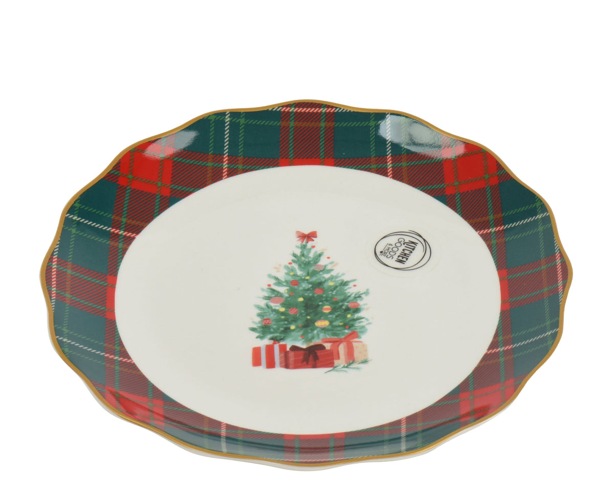 Printed Checked with Tree Dinner Plate 2 Size Opt. Party Perfetto