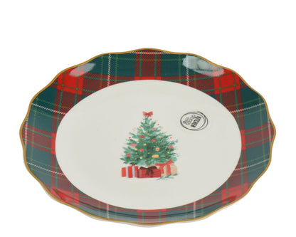 Printed Checked with Tree Dinner Plate 2 Size Opt. Party Perfetto