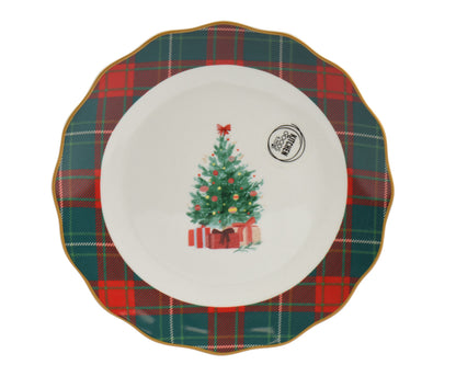 Printed Checked with Tree Dinner Plate 2 Size Opt. Party Perfetto