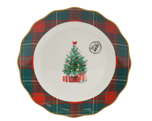 Printed Checked with Tree Dinner Plate 2 Size Opt. Party Perfetto