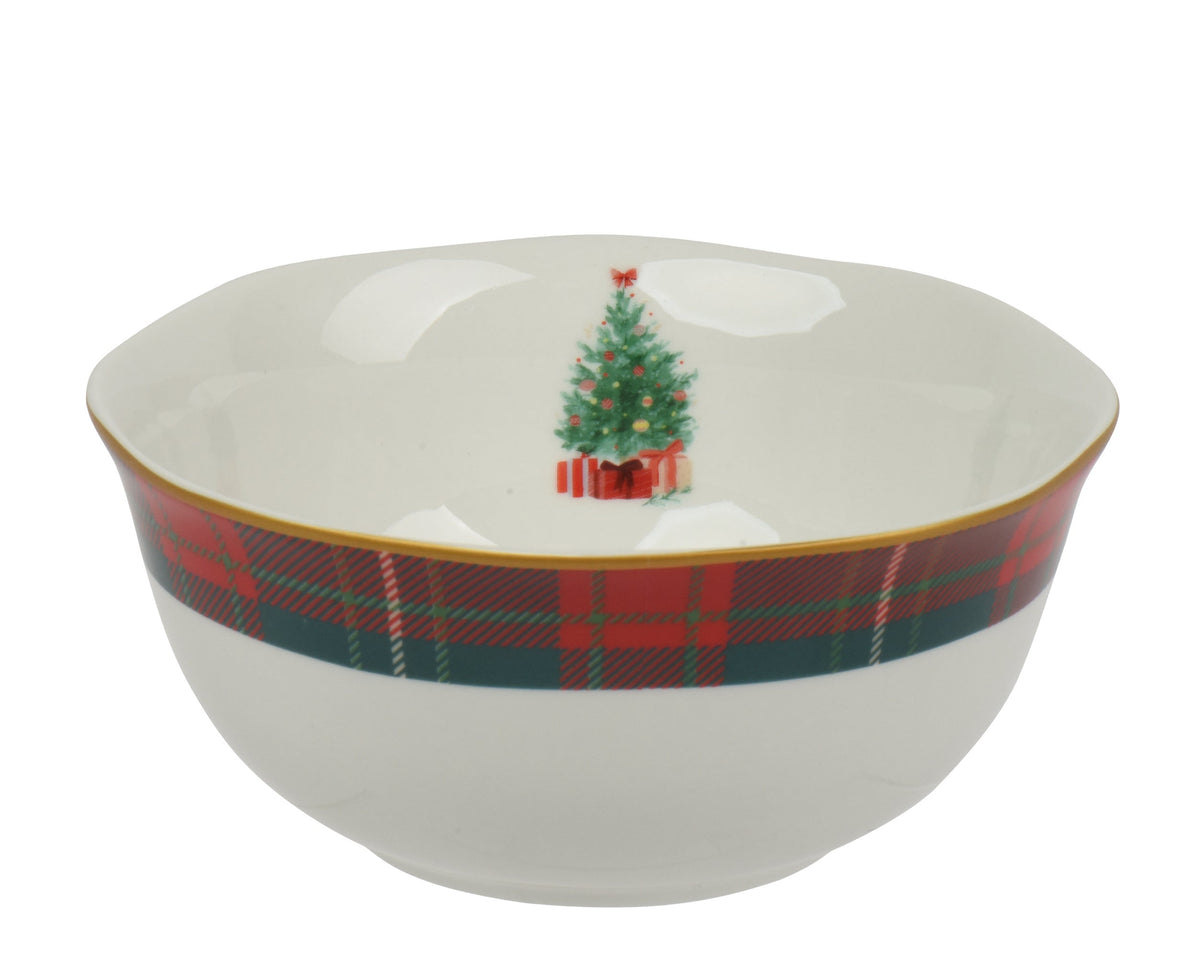 Printed Checked with Tree Dinner Bowl D. 14cm Party Perfetto