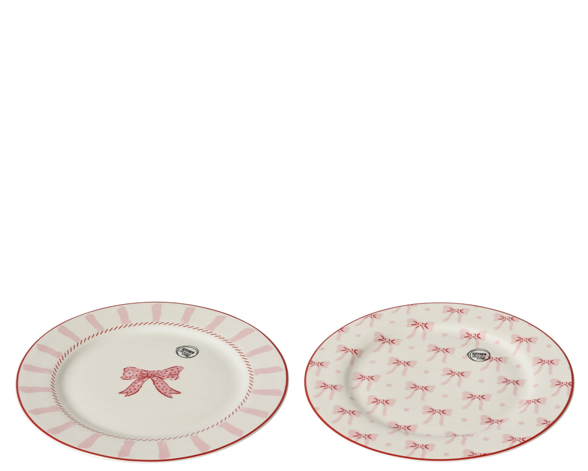 Pink Bow Printed Dinner Plate Pack of 2 D 26cm Party Perfetto