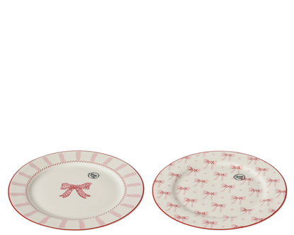 Pink Bow Printed Dinner Plate Pack of 2 D 26cm Party Perfetto