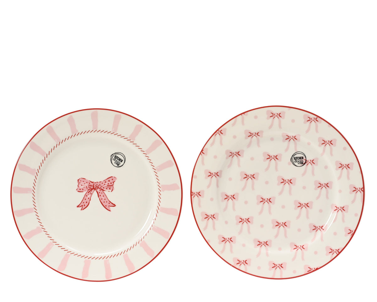 Pink Bow Printed Dinner Plate Pack of 2 D 26cm Party Perfetto