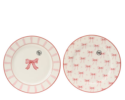 Pink Bow Printed Dinner Plate Pack of 2 D 26cm Party Perfetto