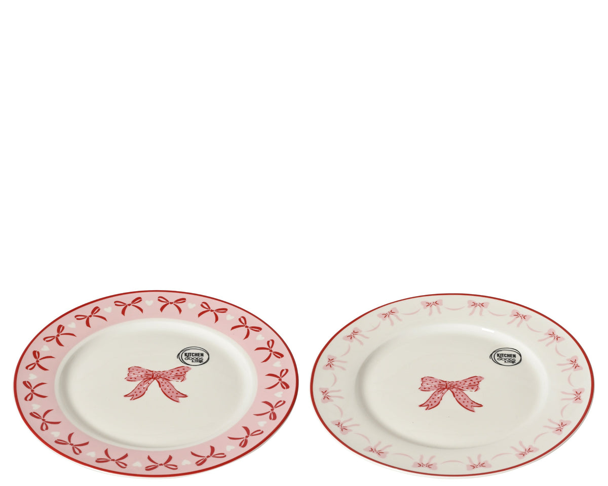 Pink Bow Printed Dinner Plate 2 Color OPT.D 20cm Party Perfetto