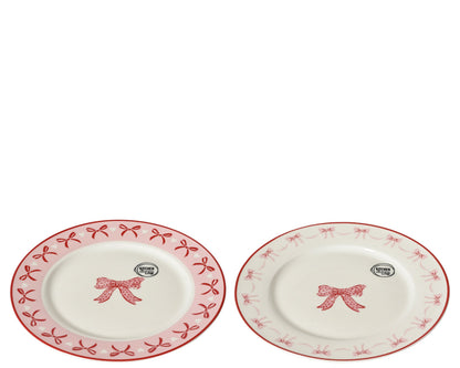 Pink Bow Printed Dinner Plate 2 Color OPT.D 20cm Party Perfetto