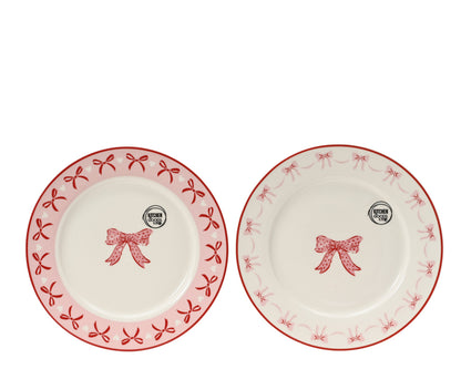 Pink Bow Printed Dinner Plate 2 Color OPT.D 20cm Party Perfetto