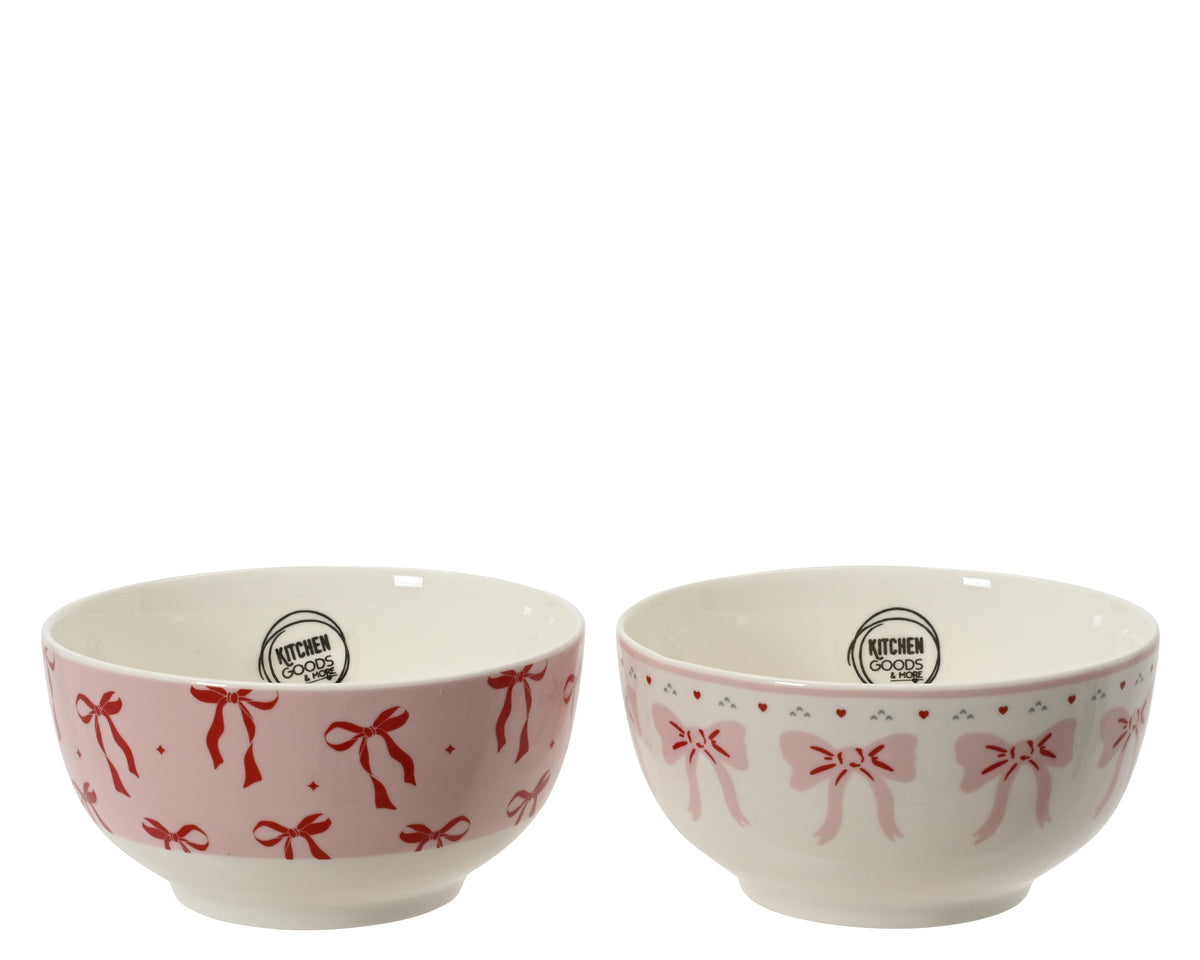 Pink Bow Printed Dinner Bowl 2 Color Opt. Party Perfetto