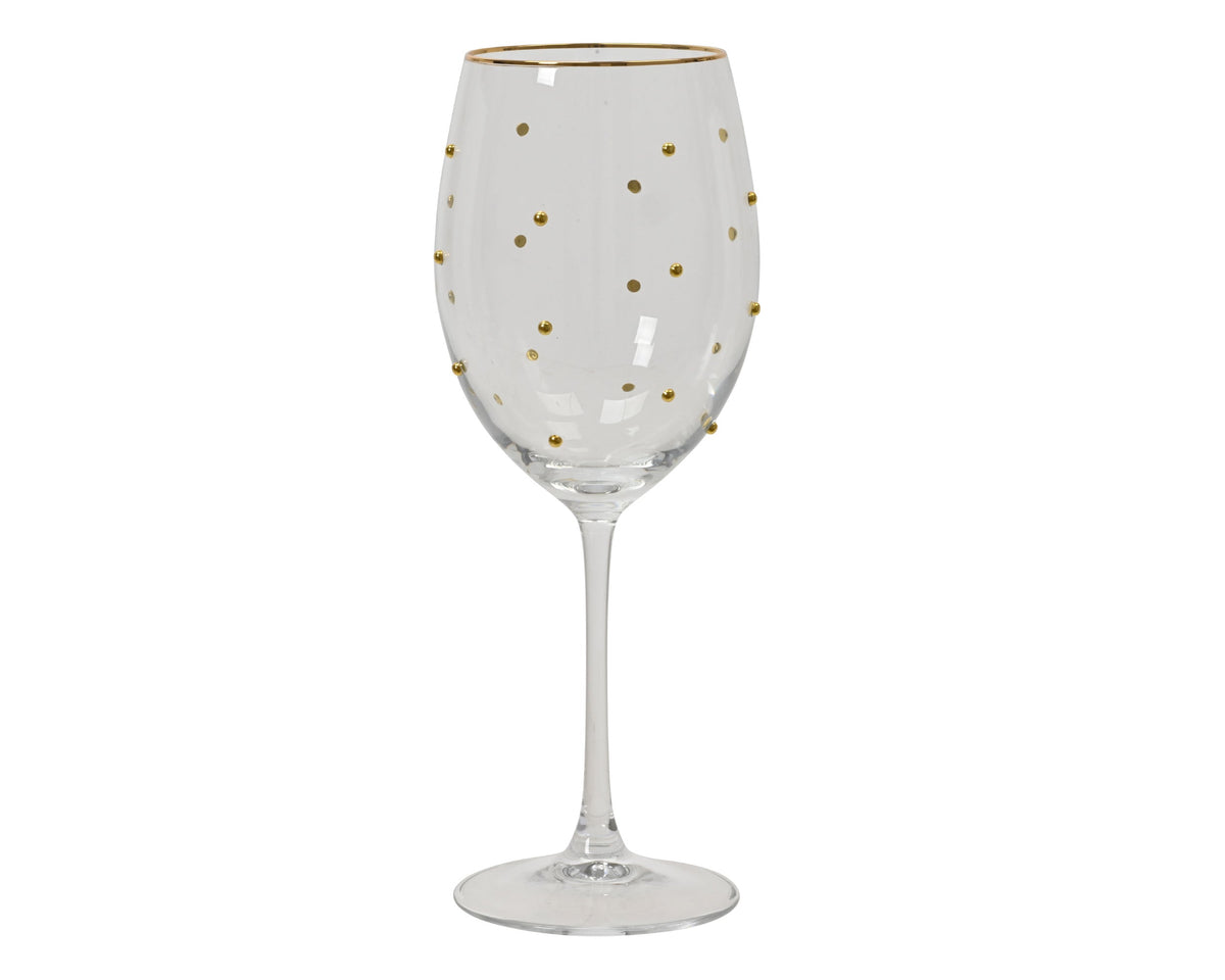 Transparent Wine glass with  gold dot H 24cm Party Perfetto