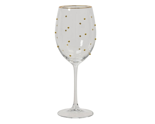 Transparent Wine glass with  gold dot H 24cm Party Perfetto