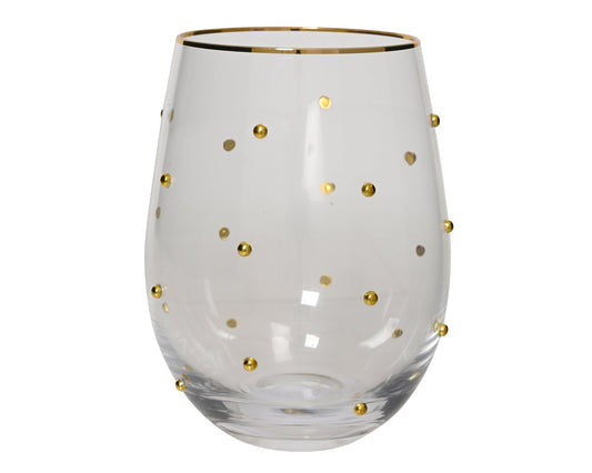Transparent Water  Glass with  Gold Dot H 12cm Party Perfetto