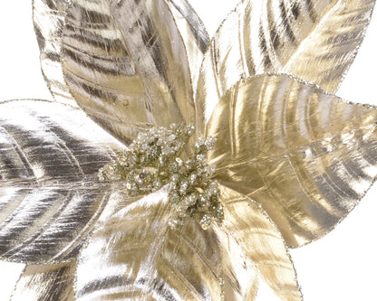 Shiny Poinsettia Flower With Glitter & Spangles (Pack Of 2) Party Perfetto