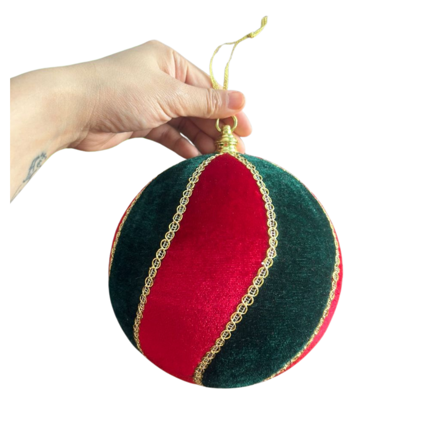 Red & Green Striped Bauble