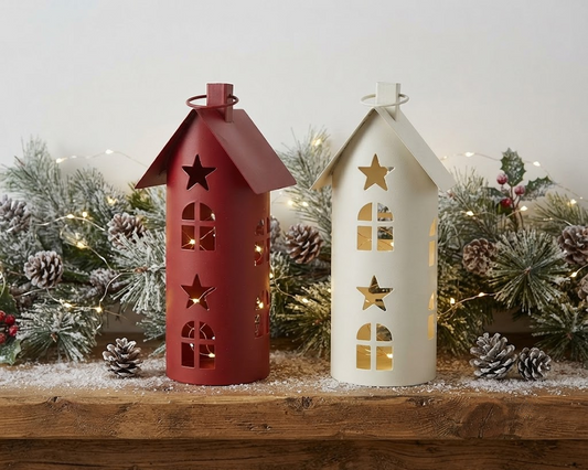 Iron Lantern House 2 Options -27cm,39cm Pack of 2 Party Perfetto