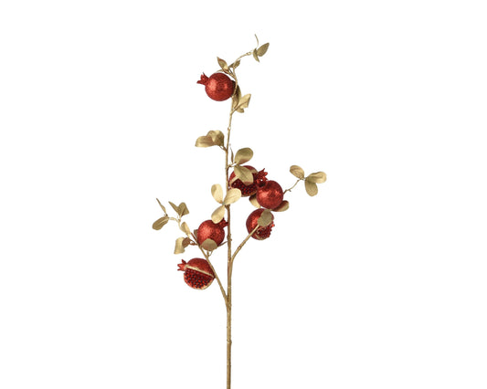 Spray Pomegranate with Glitter & Gold leaf (H.90cm) Party Perfetto