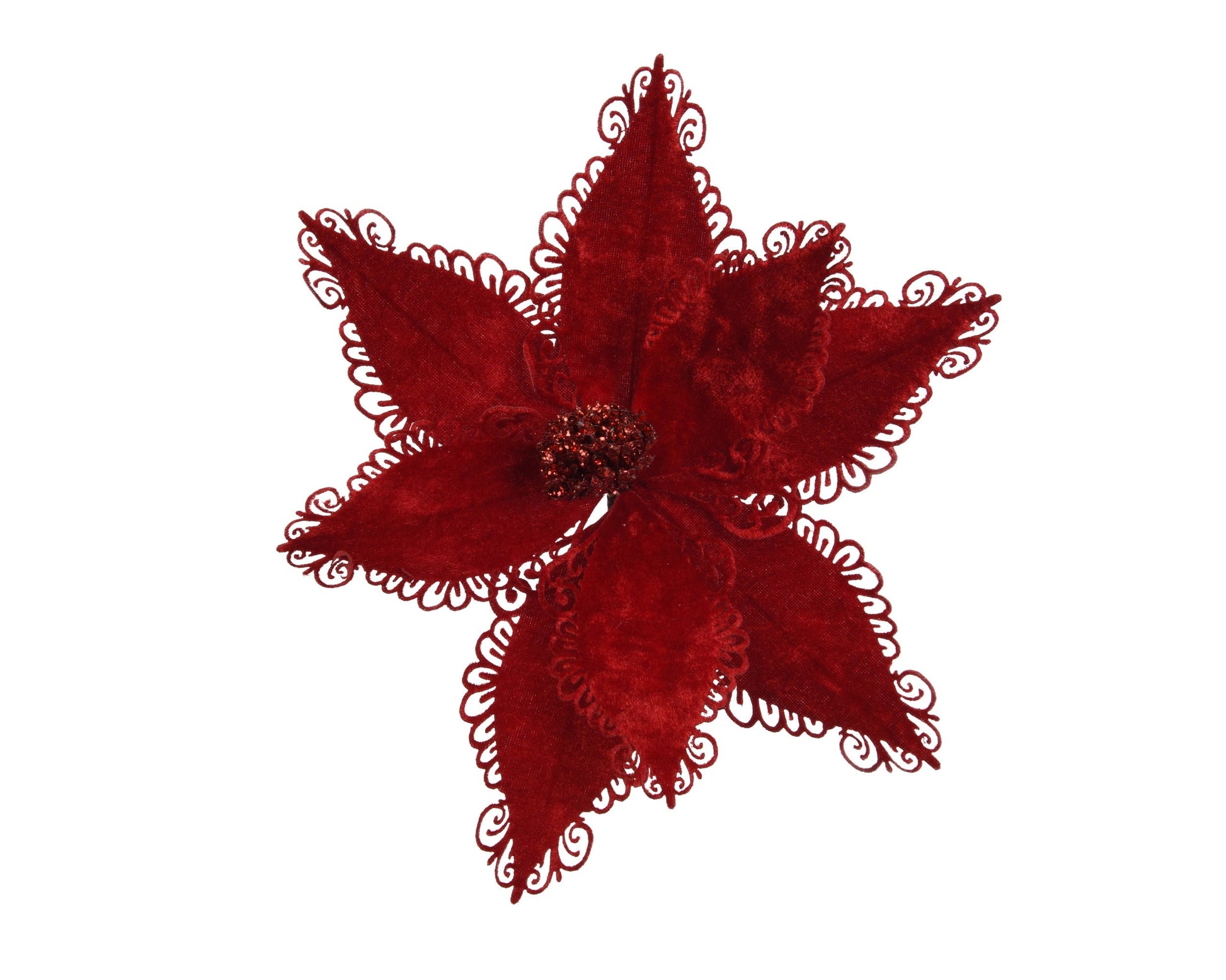 Poinsettia laser cut lace edge on clip (dia27) Party Perfetto