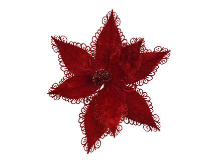 Poinsettia laser cut lace edge on clip (dia27) Party Perfetto