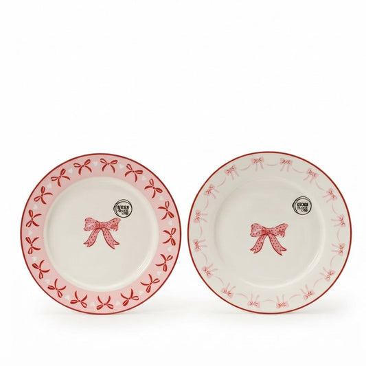 Pink Bow Printed Dinner Plate 2 Color OPT.D 20cm Party Perfetto