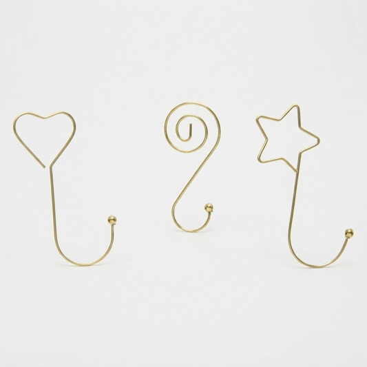 Iron Heart, Spiral, Star Shape Bauble Hangers (Box of 12) Party Perfetto