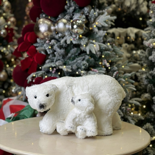 Snow Bear Fur Glitter Ornament PartyPerfetto