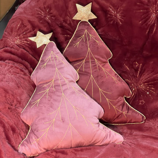 Tree Cushion With Star  2 Color Opt. Party Perfetto