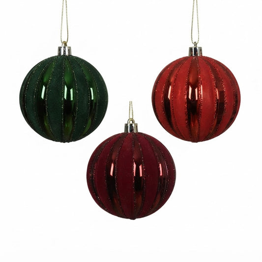 Glitter Flocked Baubles (Pack of 12) Party Perfetto