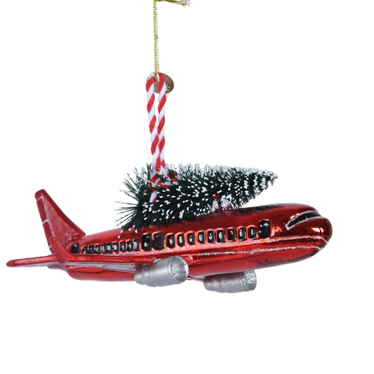 Aeroplane Glass Ornament