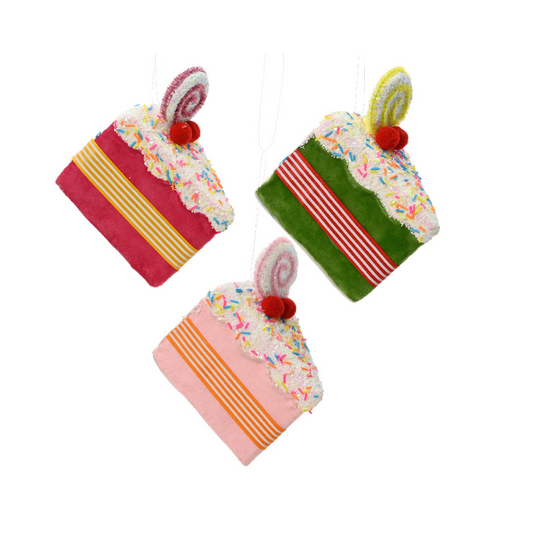 Cake Slices Glitter Ornament (Pack of 1)