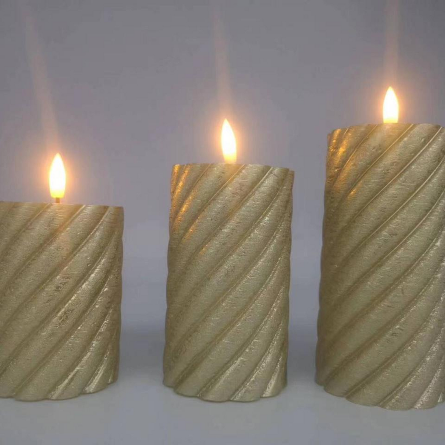 LED Gold Wax Candles (Pack of 3)