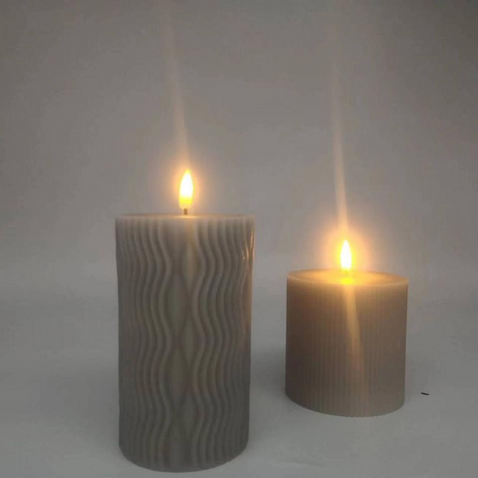 LED Grey Candles (Pack of 2)