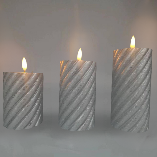 LED  Silver Wax Candles (Pack of 3)