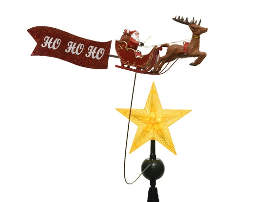 Santa on Sleigh Tree Topper