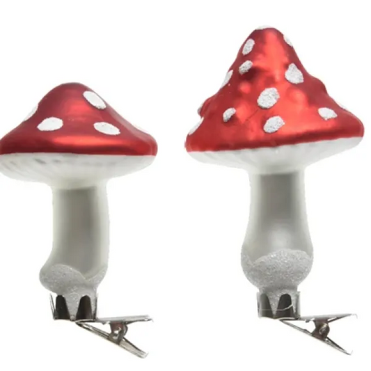 Mushrooms Glass Ornament (Set of 3)