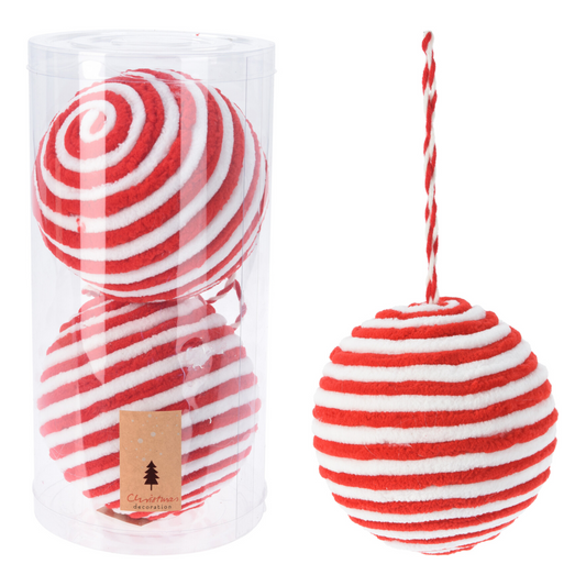 Red And White Xmas Bauble (12 cm)