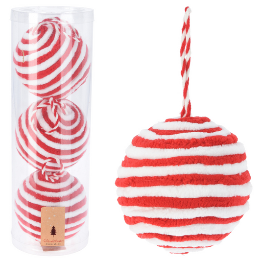 Red And White Xmas Bauble (10 cm)