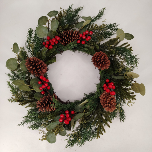 Red Berries & Pinecones Wreath (71 cm)