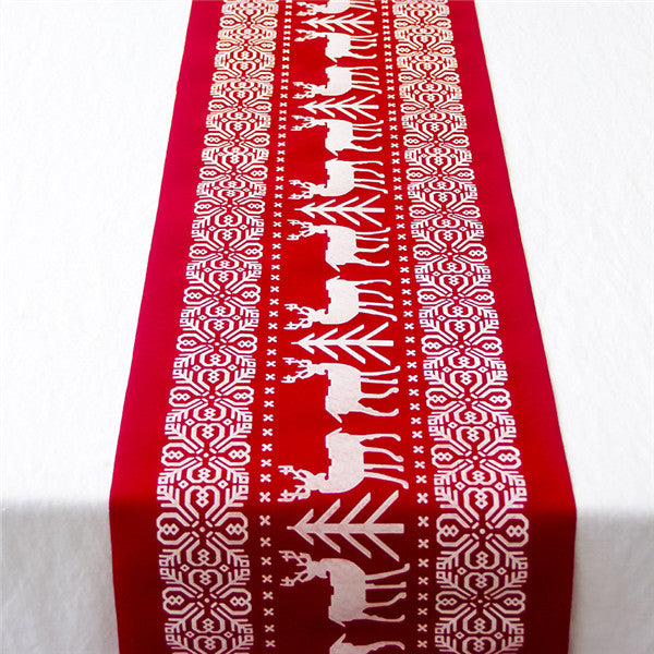 Reindeer Block Print Table Runner