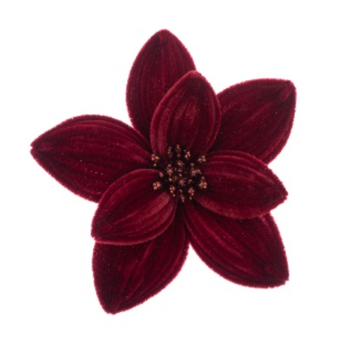 Poinsettia Clip Flower 20Cm Pack Of 2 Party Perfetto